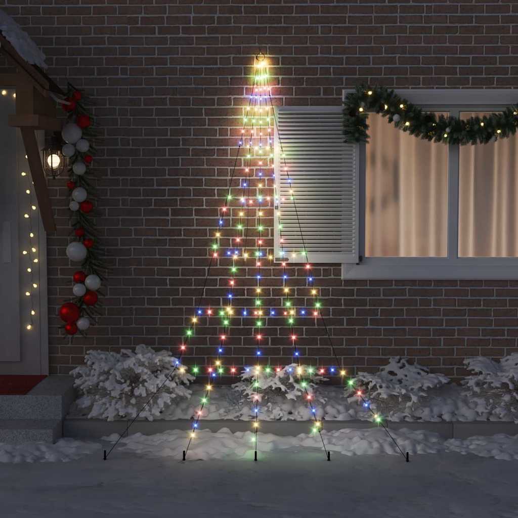 LED juletre med 168 LED med jordspyd Flerfarget 511 cm Metall