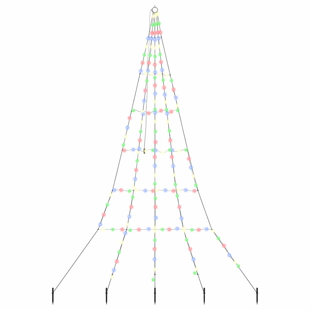 LED juletre med 168 LED med jordspyd Flerfarget 511 cm Metall