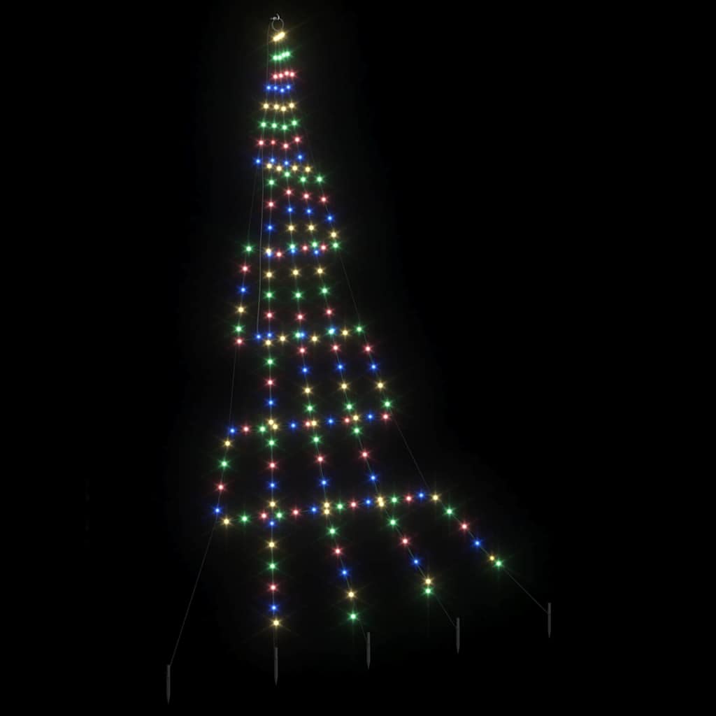 LED juletre med 168 LED med jordspyd Flerfarget 511 cm Metall
