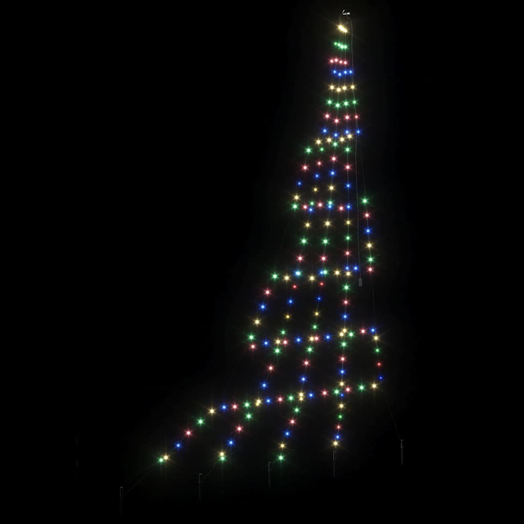 LED juletre med 168 LED med jordspyd Flerfarget 511 cm Metall