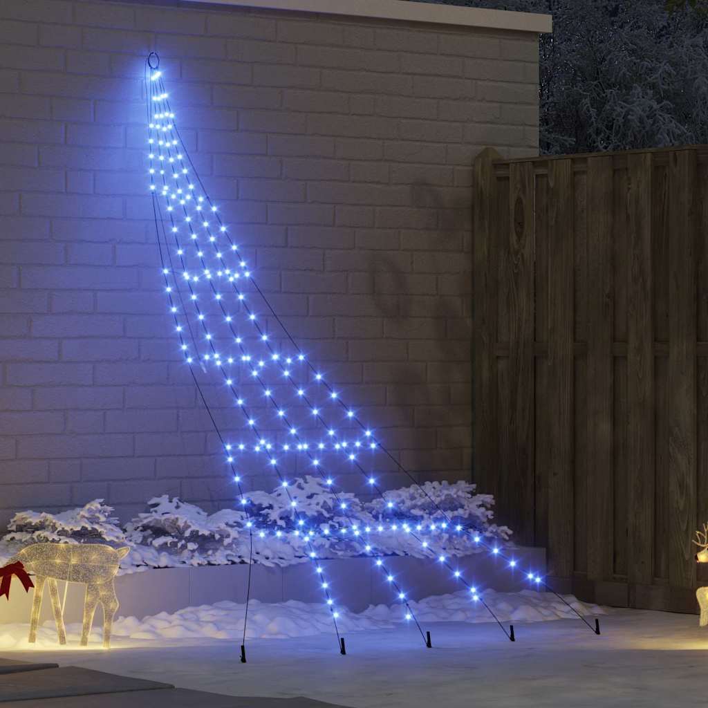 LED juletre med 168 LED med jordspyd Blå 511 cm Metall