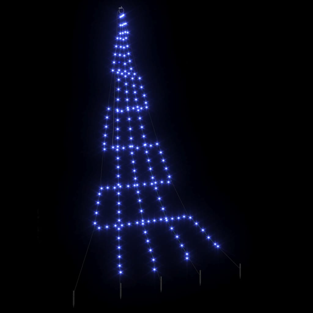 LED juletre med 168 LED med jordspyd Blå 511 cm Metall