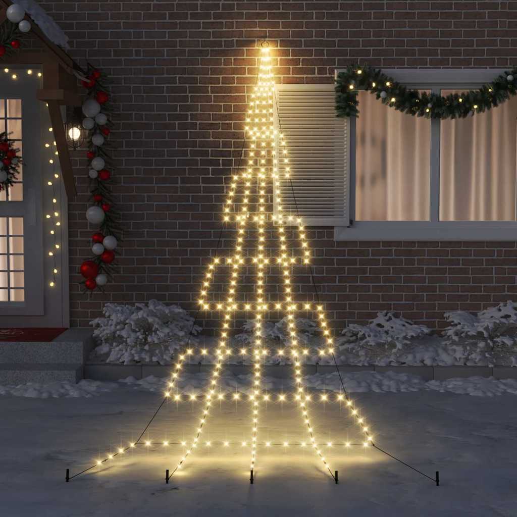 LED juletre med 276 LED med jordspyd Varmhvit 511 cm Metall
