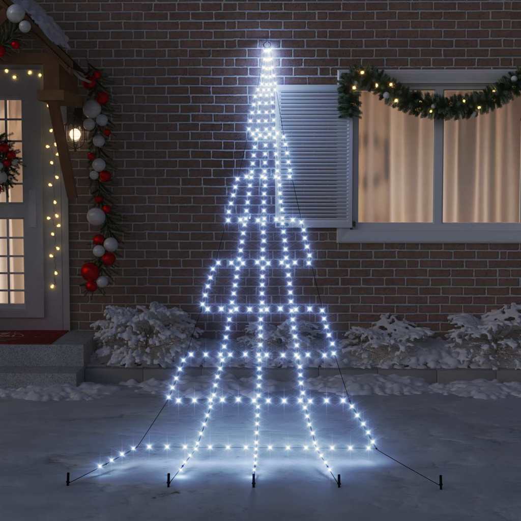 LED juletre med 276 LED med jordspyd Kaldhvit 511 cm Metall