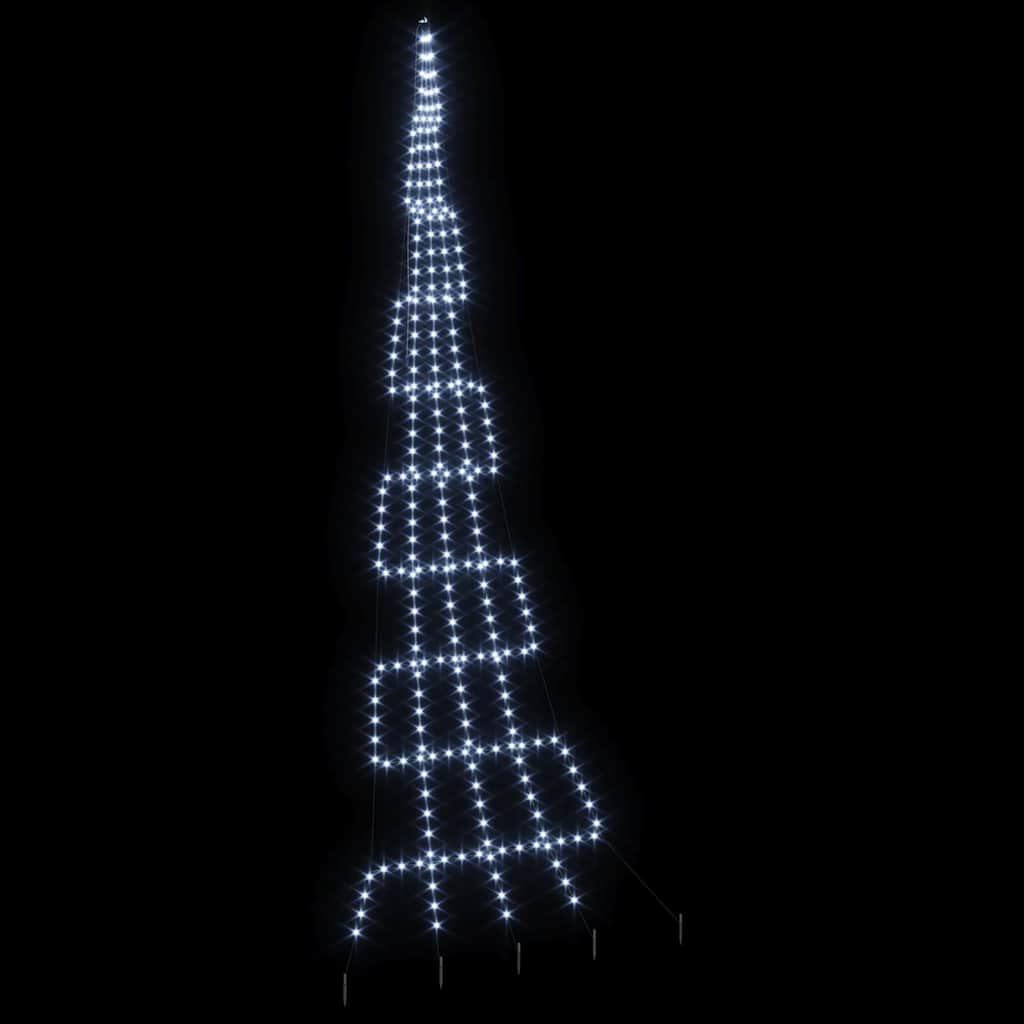 LED juletre med 276 LED med jordspyd Kaldhvit 511 cm Metall