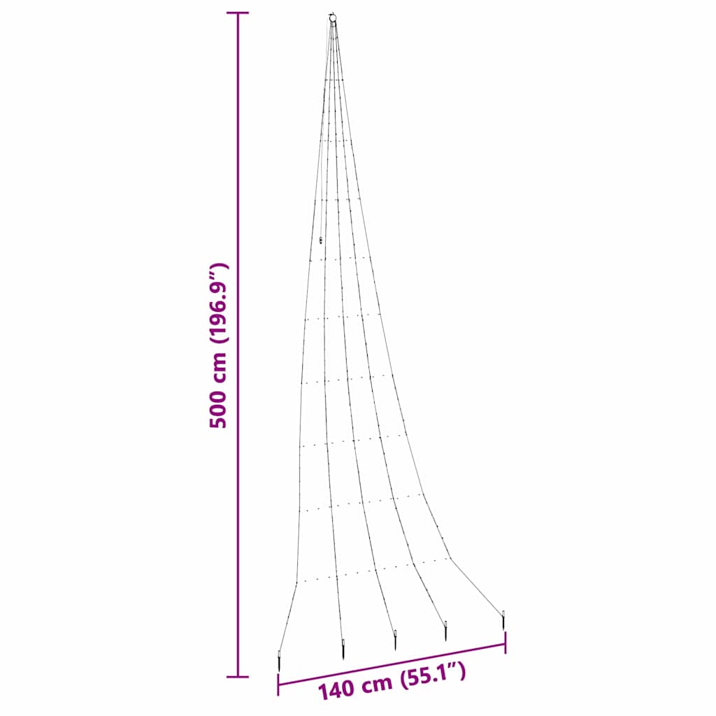 LED juletre med 276 LED med jordspyd Kaldhvit 511 cm Metall