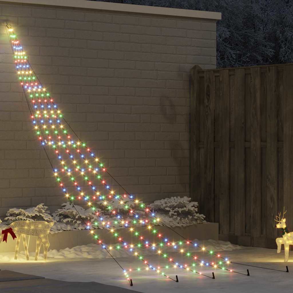 LED juletre med 276 LED med jordspyd Flerfarget 511 cm Metall