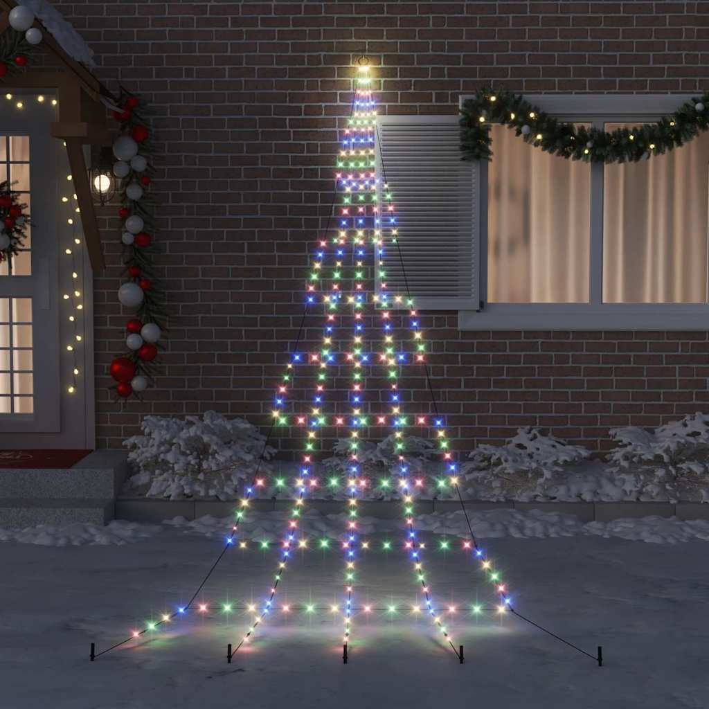 LED juletre med 276 LED med jordspyd Flerfarget 511 cm Metall