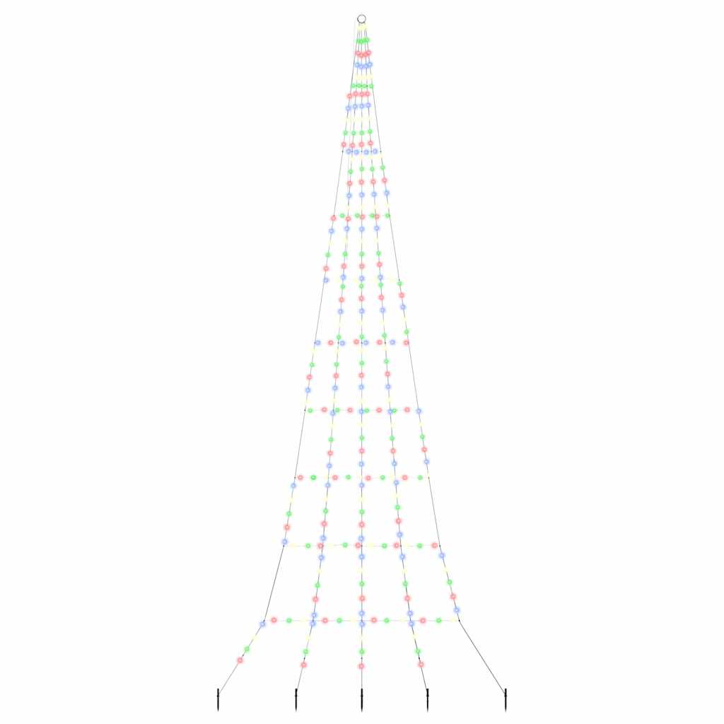 LED juletre med 276 LED med jordspyd Flerfarget 511 cm Metall