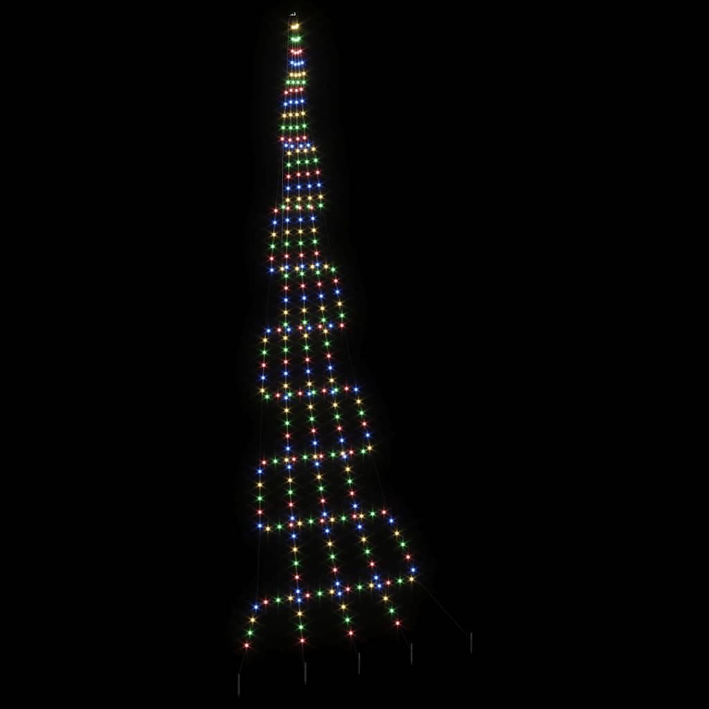 LED juletre med 276 LED med jordspyd Flerfarget 511 cm Metall