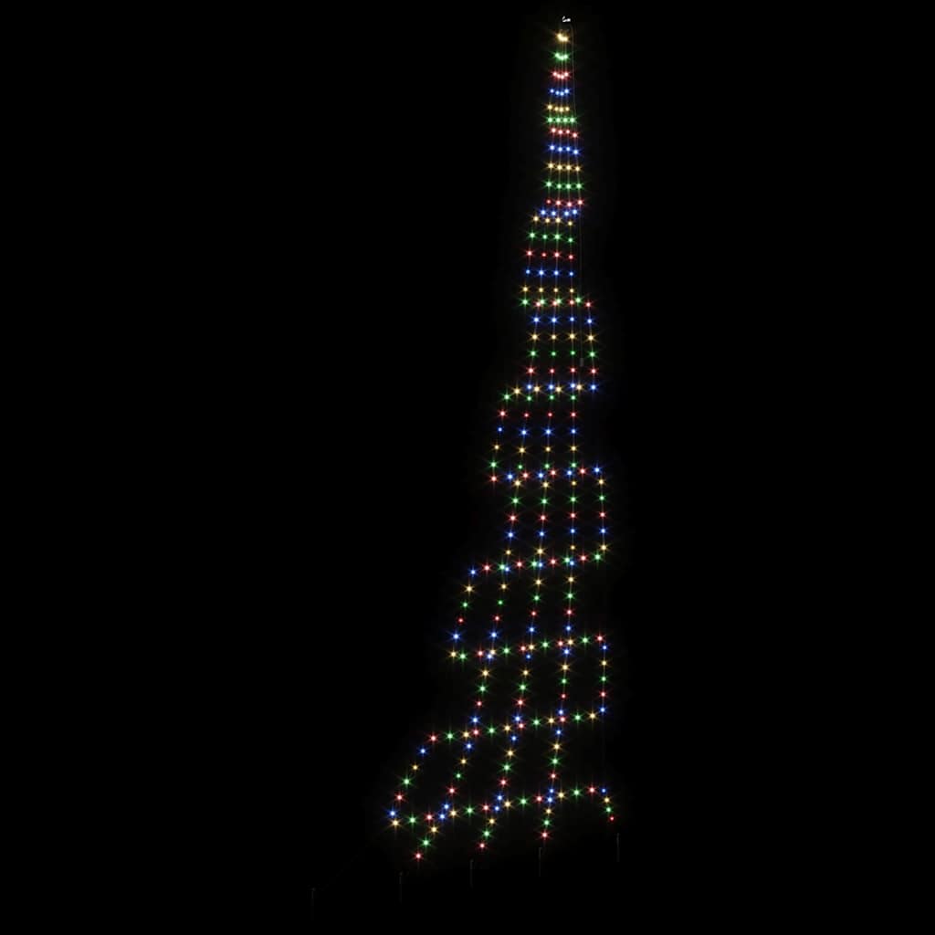 LED juletre med 276 LED med jordspyd Flerfarget 511 cm Metall