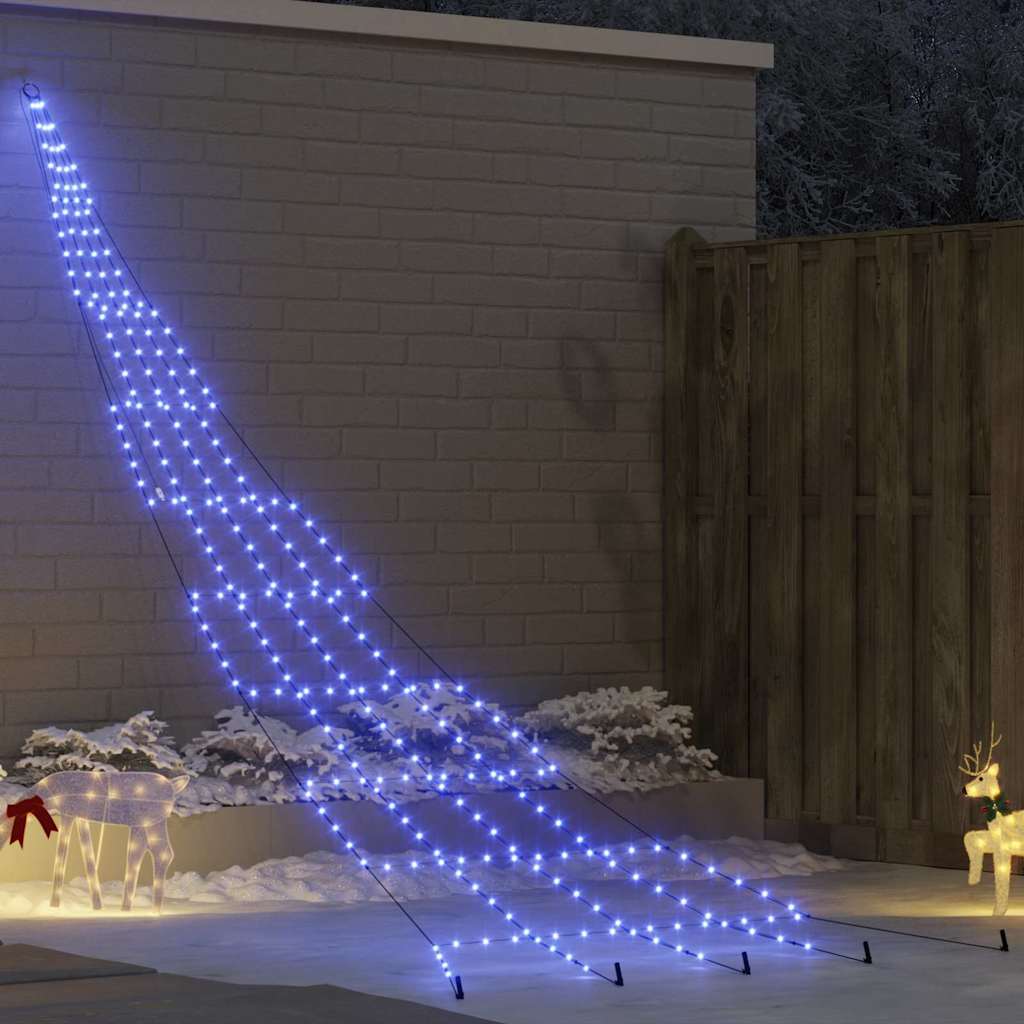 LED juletre med 276 LED med jordspyd Blå 511 cm Metall