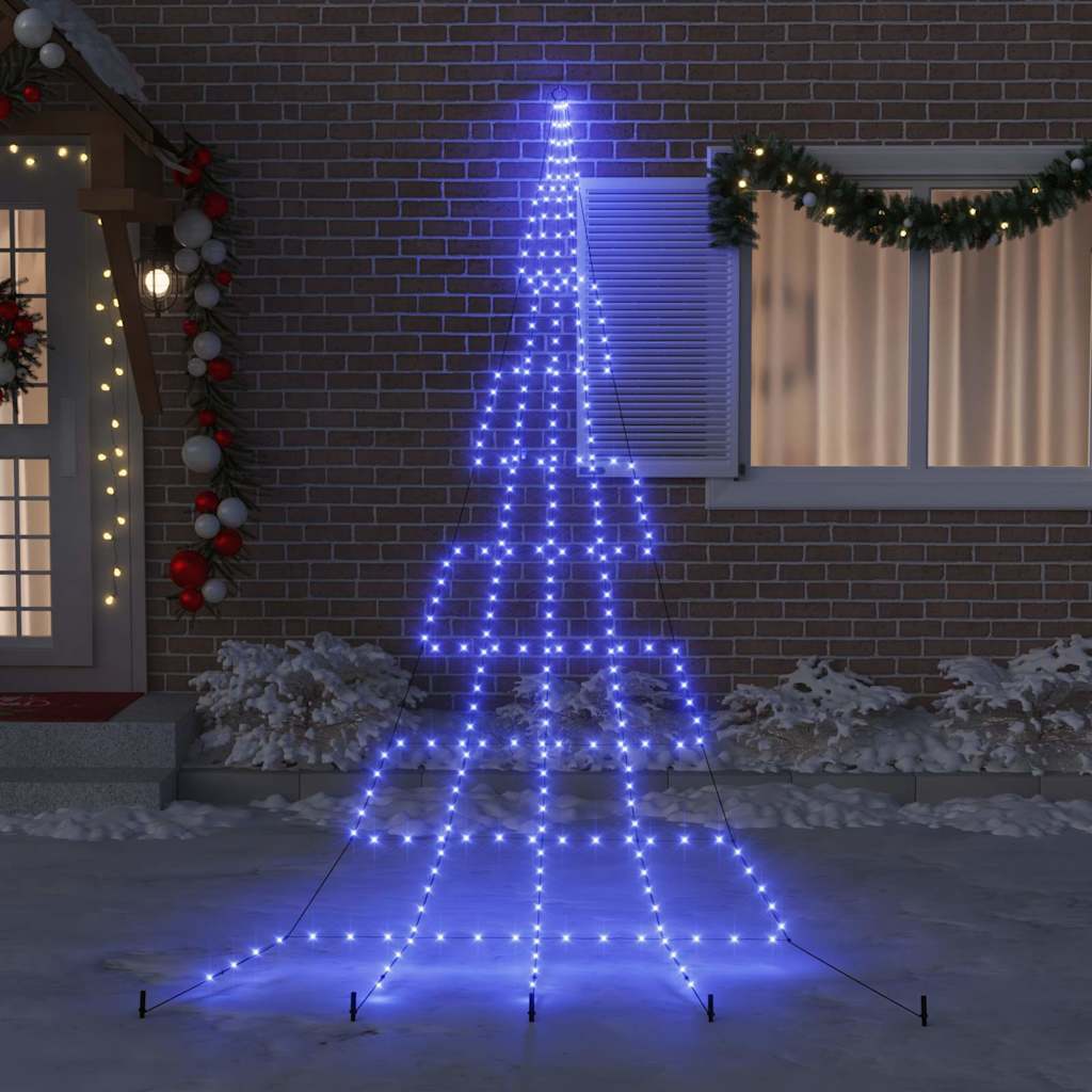 LED juletre med 276 LED med jordspyd Blå 511 cm Metall