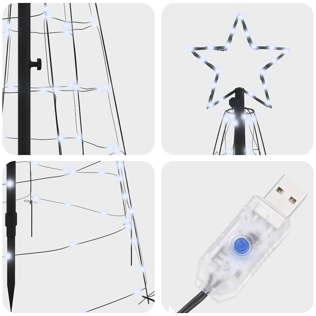 LED juletre med 390 LED med jordspyd Kaldhvit 250 cm Jern