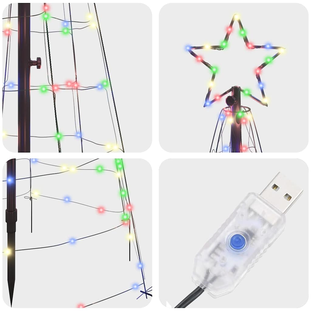 LED juletre med 390 LED med jordspyd Flerfarget 250 cm Jern