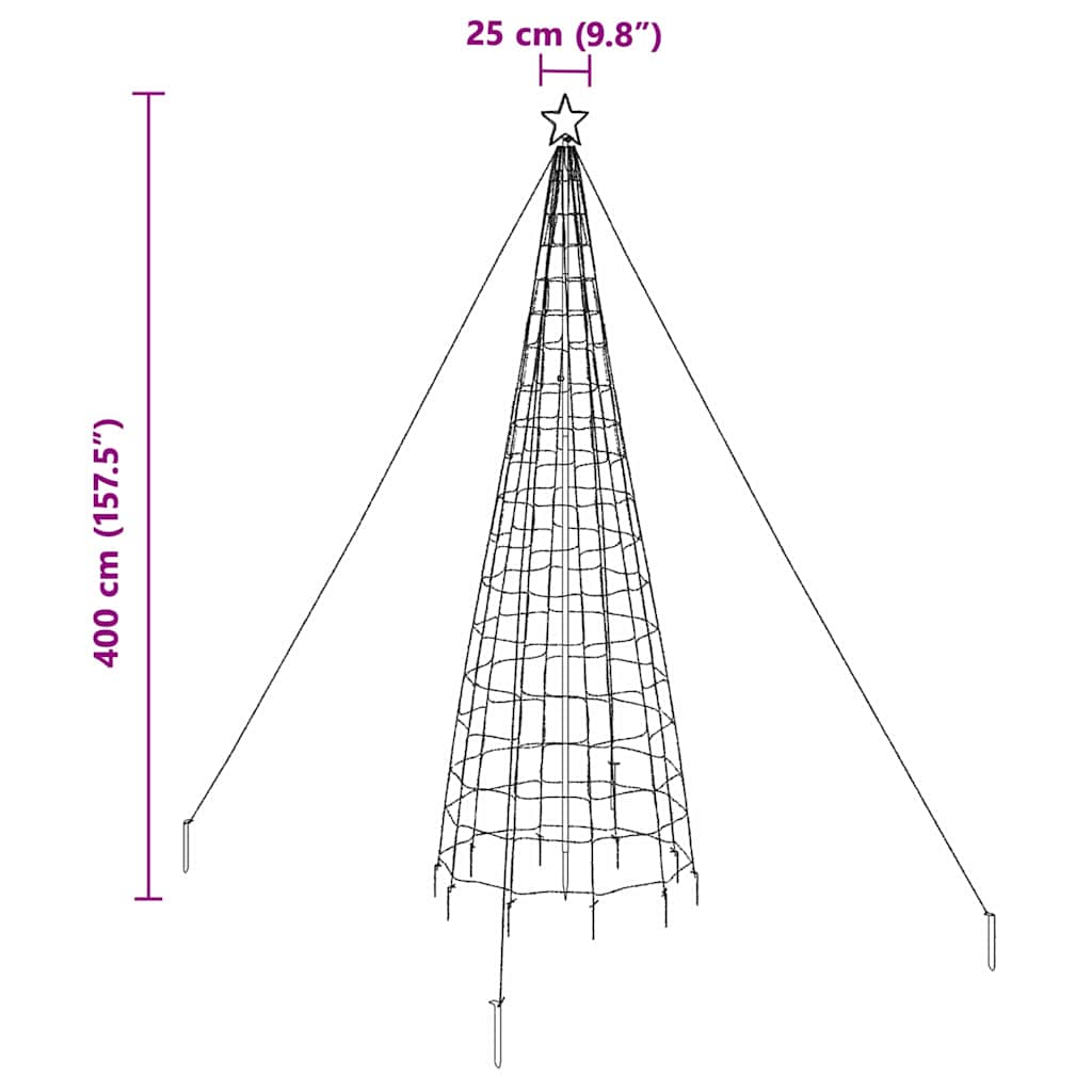 LED juletre med 800 LED med jordspyd Varmhvit 400 cm Jern