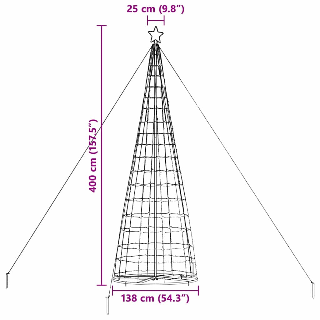 LED juletre med 800 LED med jordspyd Varmhvit 400 cm Jern