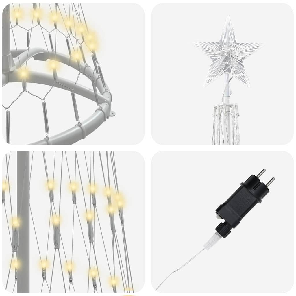 LED juletre med 230 LED Varmhvit 138.5 x 138.5 x 399 cm Metall