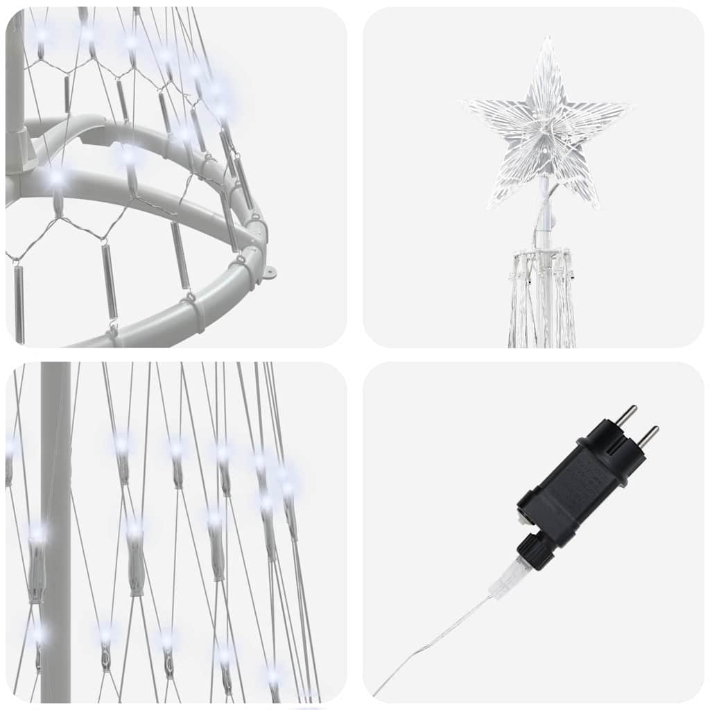 LED juletre med 230 LED Kaldhvit 138.5 x 138.5 x 399 cm Metall