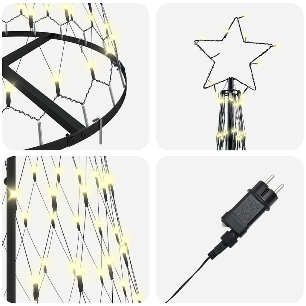 LED juletre med 230 LED Varmhvit 138.5 x 138.5 x 399 cm Metall