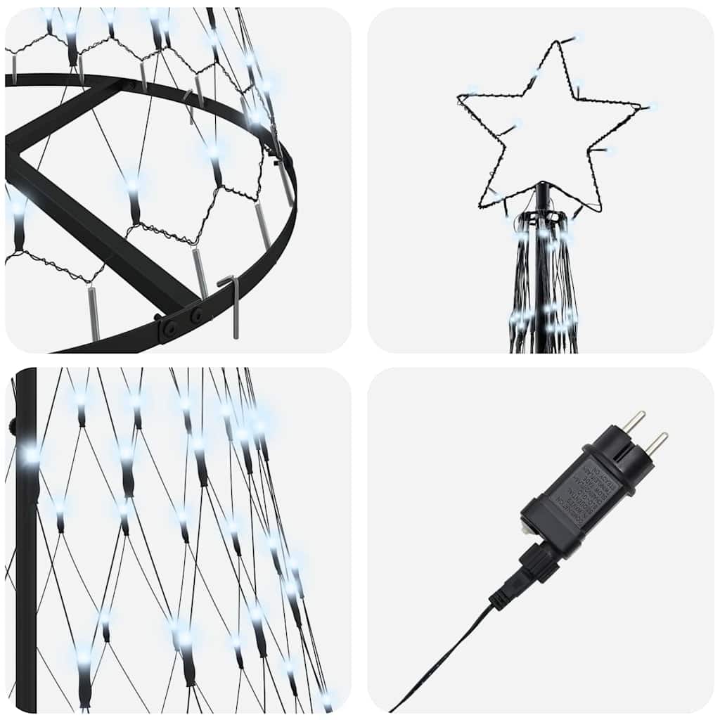 LED juletre med 230 LED Kaldhvit 138.5 x 138.5 x 399 cm Metall