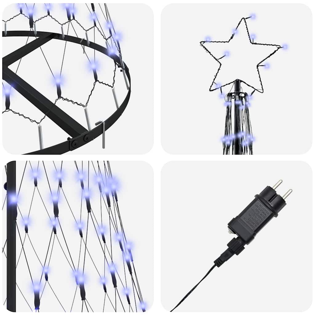 LED juletre med 230 LED Blå 138.5 x 138.5 x 399 cm Metall