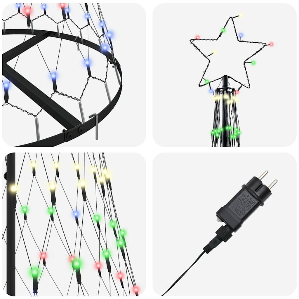 LED juletre med stativ Flerfarget 138.5 x 138.5 x 399 cm Metall