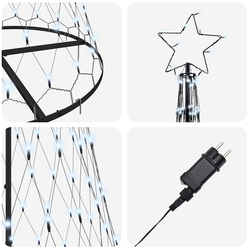 LED juletre med 290 LED Kaldhvit 138.5 x 138.5 x 399 cm Metall