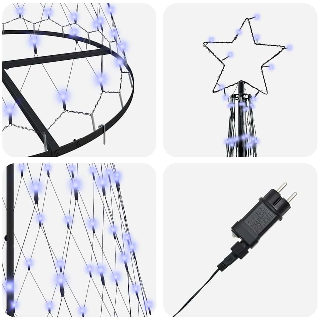 LED juletre med 290 LED Blå 138.5 x 138.5 x 399 cm Metall