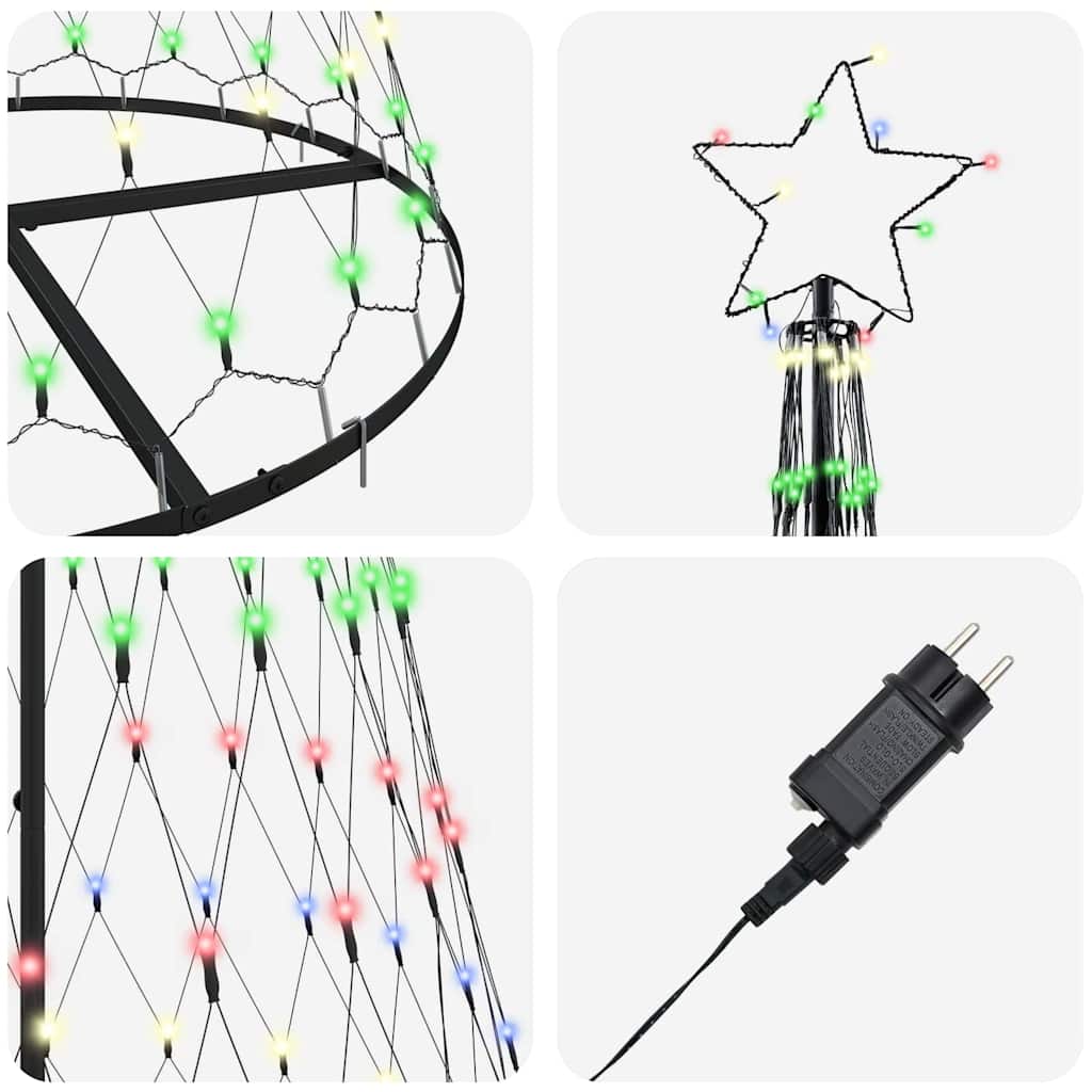 LED juletre med stativ Flerfarget 138.5 x 138.5 x 399 cm Metall