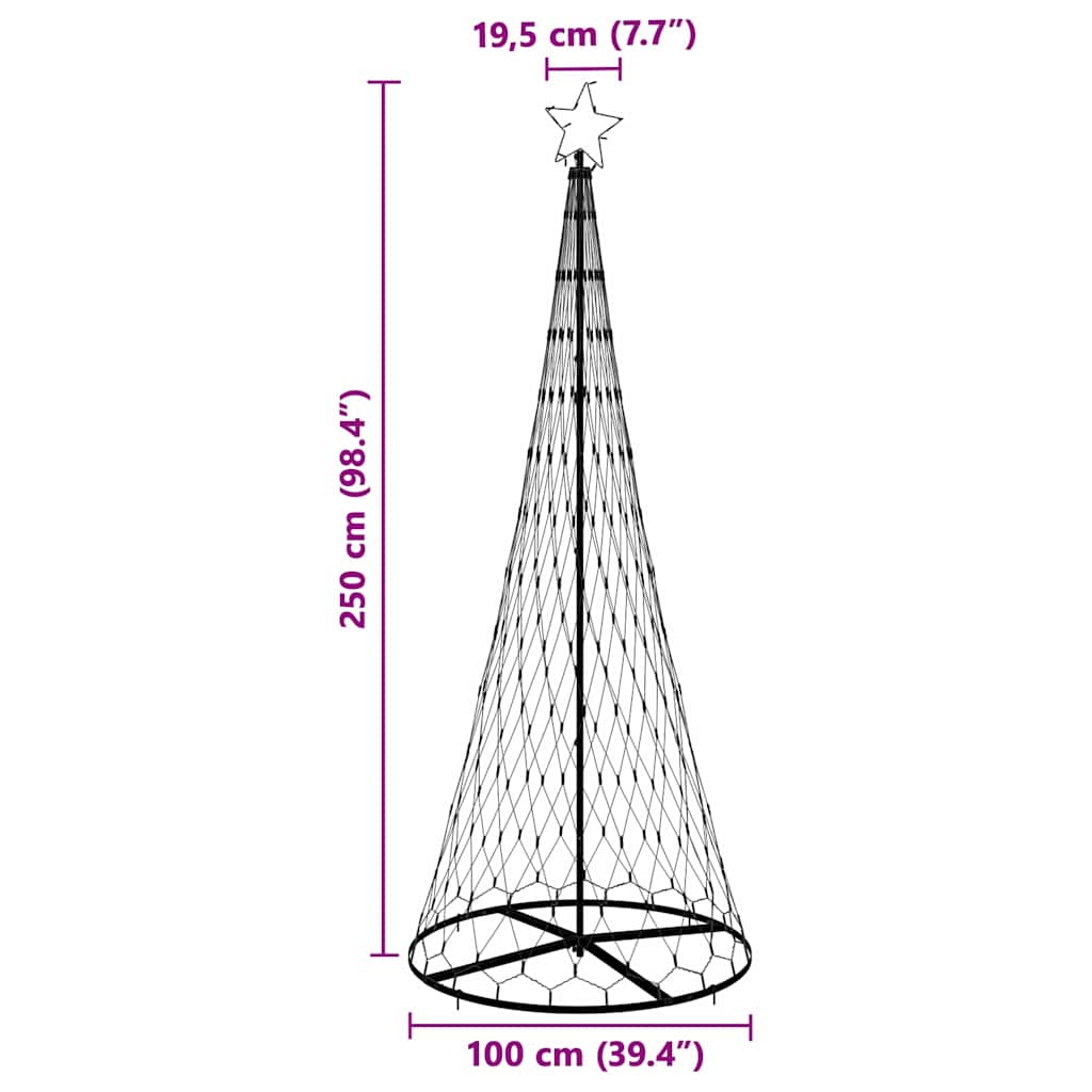 LED juletre med stativ Flerfarget 138.5 x 138.5 x 399 cm Metall