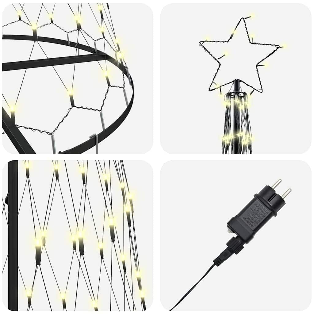 LED juletre med 350 LED Varmhvit 138.5 x 138.5 x 399 cm Metall
