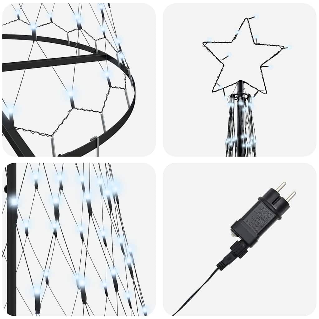 LED juletre med 350 LED Kaldhvit 138.5 x 138.5 x 399 cm Metall