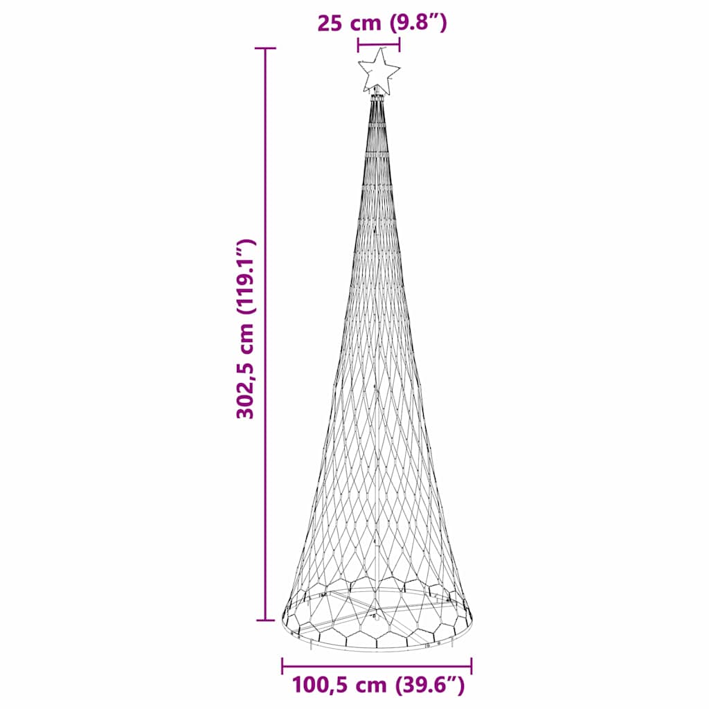 LED juletre med 350 LED Kaldhvit 138.5 x 138.5 x 399 cm Metall