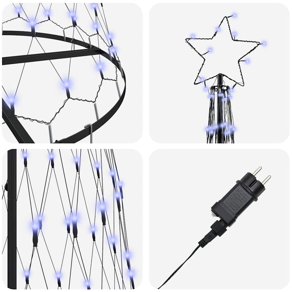 LED juletre med 350 LED Blå 138.5 x 138.5 x 399 cm Metall