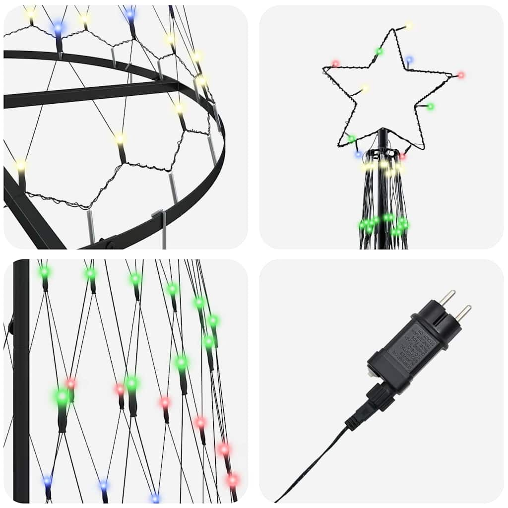 LED juletre med stativ Flerfarget 138.5 x 138.5 x 399 cm Metall
