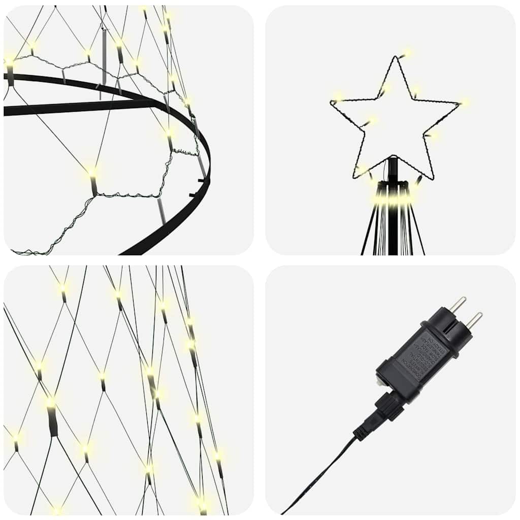 LED juletre med 550 LED Varmhvit 138.5 x 138.5 x 399 cm Metall