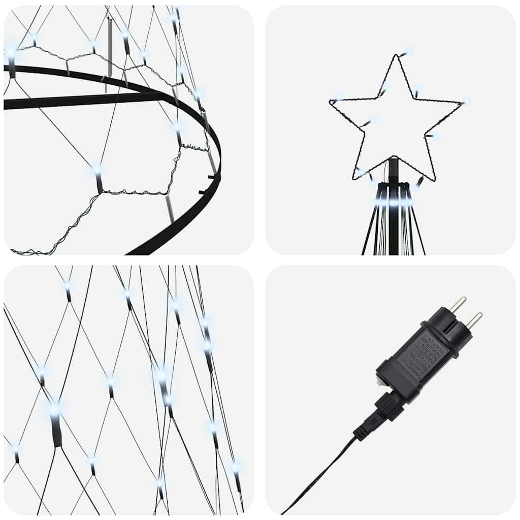 LED juletre med 550 LED Kaldhvit 138.5 x 138.5 x 399 cm Metall