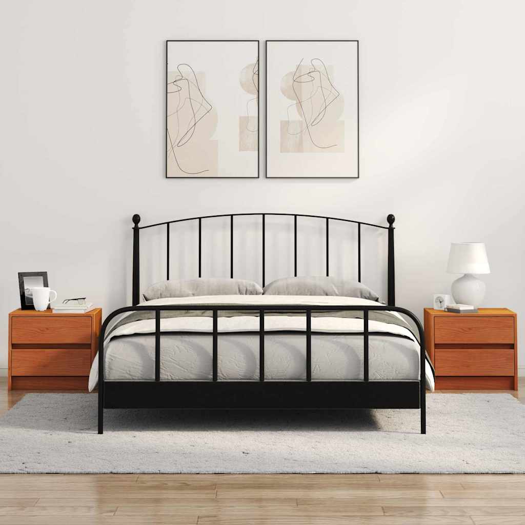 Nattbord med skuff 2 pcs Vokset Brun 40 x 30.5 x 35.5 cm Furu