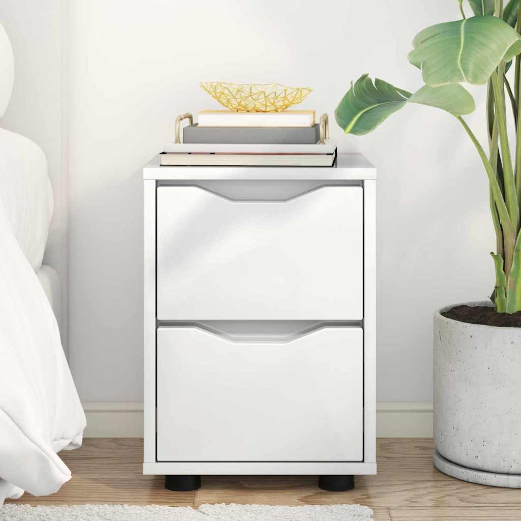 Nattbord Høyglanset hvit 30,5 x 30 x 43 cm Konstruert tre