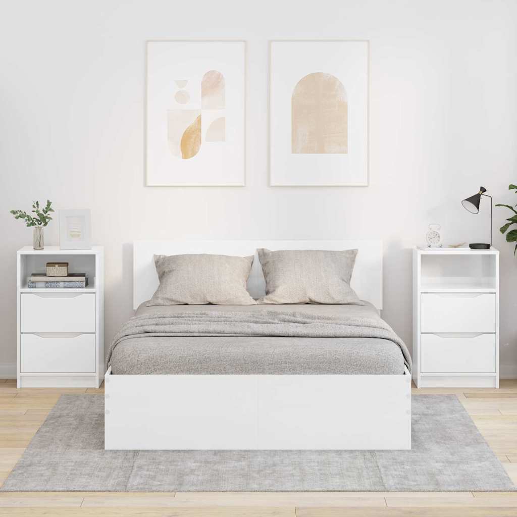 Nattbord 2 pcs Høyglanset hvit 40 x 30 x 467 cm Konstruert tre