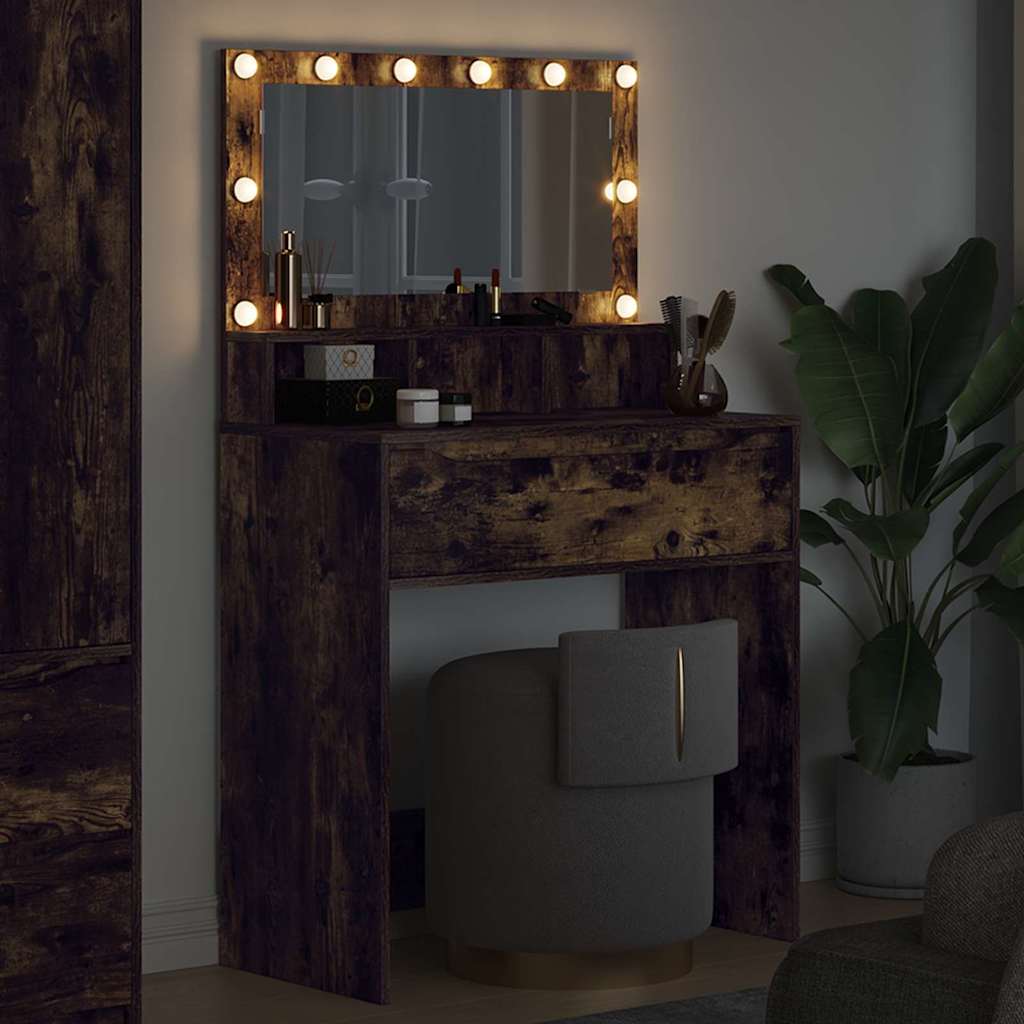 Soverom sminkebord Røkt eik 80 x 39,6 x 135 cm Konstruert tre