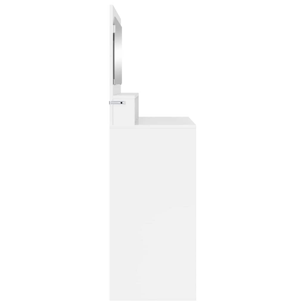 Soverom sminkebord med skuff Høyglanset hvit 80 x 39,6 x 135 cm