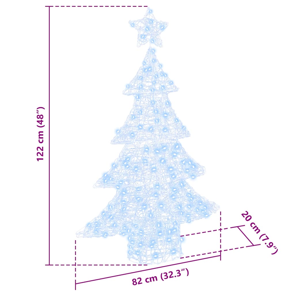 Juletre med 100 LED Kaldhvit 120 cm Akryl