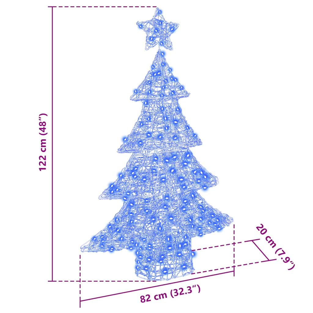 Juletre med 100 LED Blå 120 cm Akryl