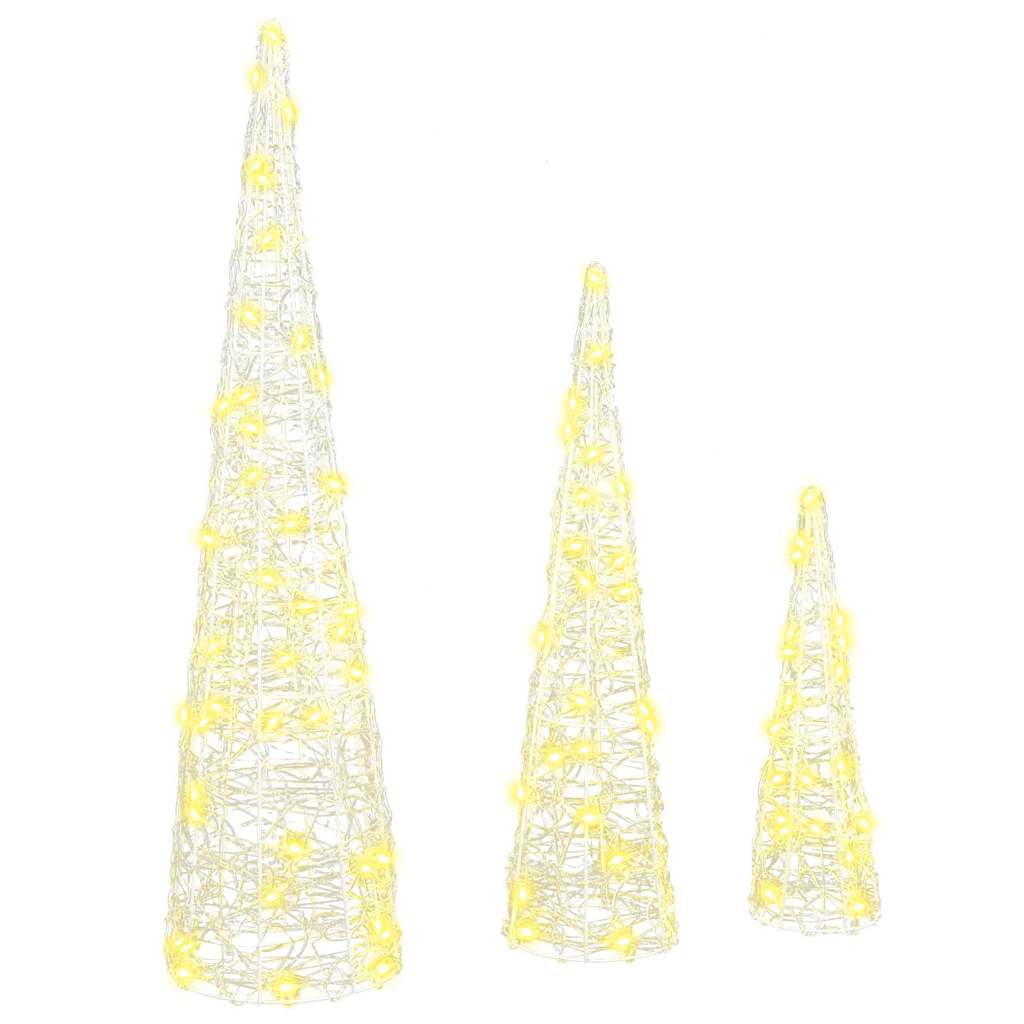 Juletre med 90 LED 3 pcs Varmhvit 40 cm 60 cm 80 cm Akryl