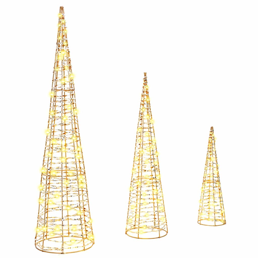 Juletre med 90 LED 3 pcs Varmhvit 40 cm 60 cm 80 cm PET