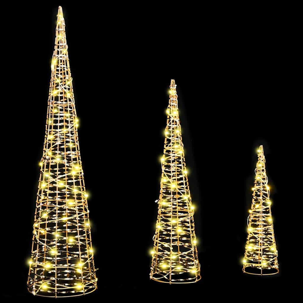 Juletre med 90 LED 3 pcs Varmhvit 40 cm 60 cm 80 cm PET