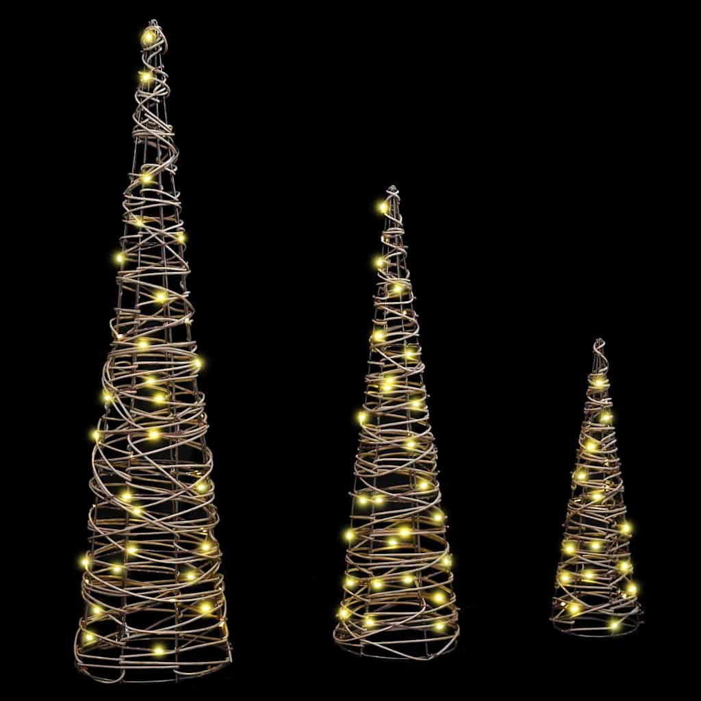 Juletre med 90 LED 3 pcs Varmhvit 40 cm 60 cm 80 cm Rotting