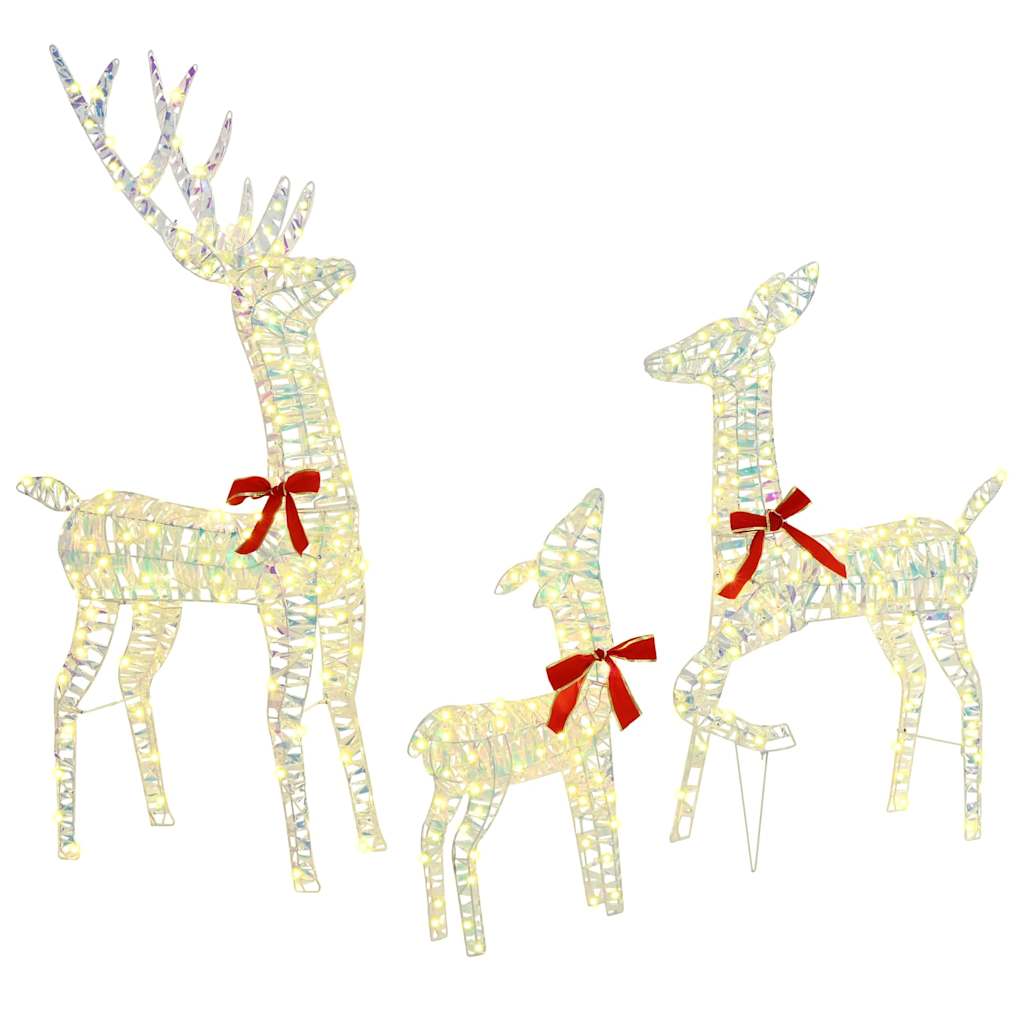 Reinsdyrfamilie 3 pcs Varmhvit 128 cm PET